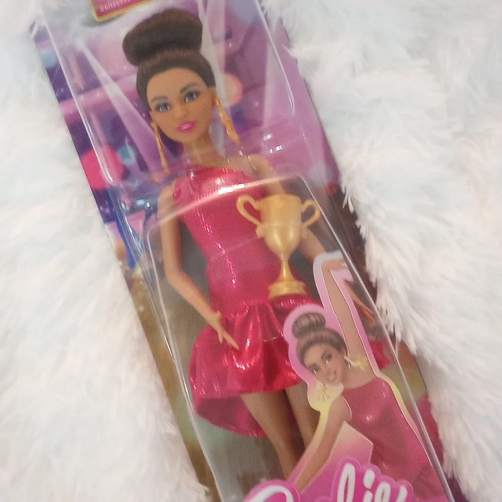 Barbie Ballroom Dancer Brown Tan Fashion Doll In Pink Glitter Dress